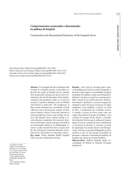 Comportamentos construídos e disseminados
no palhaço de hospital
